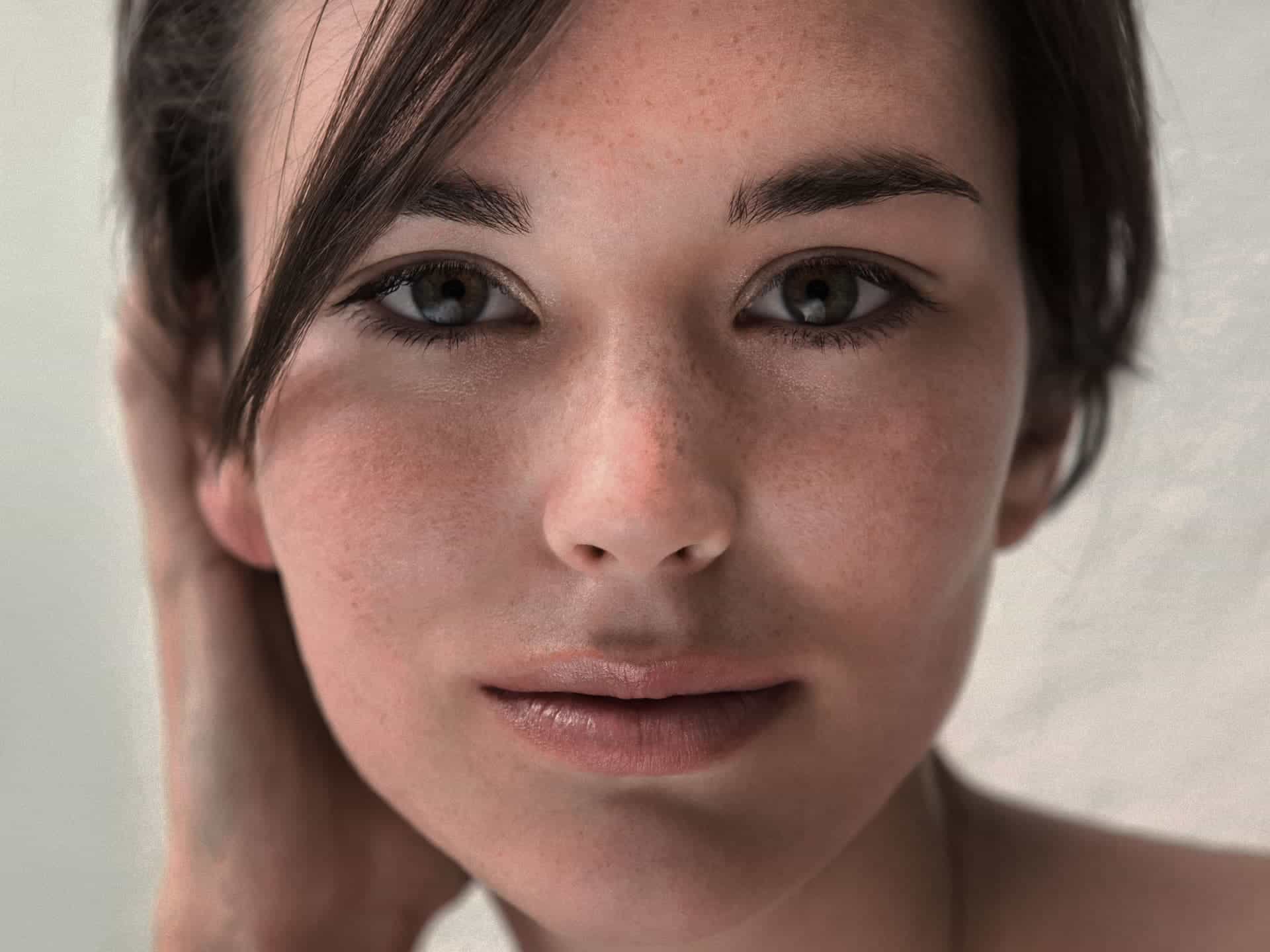 Nærbilde av ansiktet til ung kvinne neseoperasjon Asteta Clinic